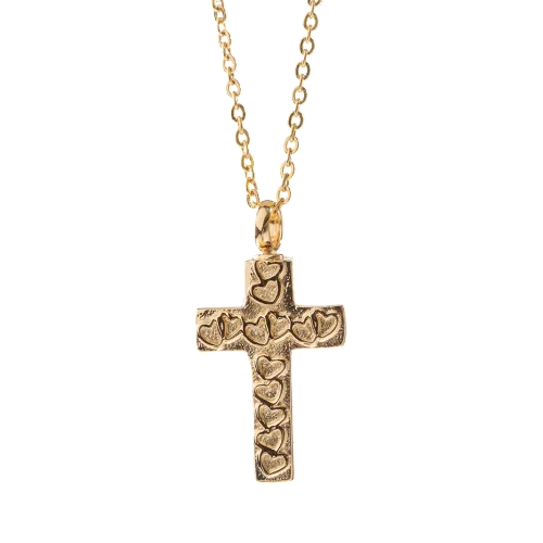 Gold Heart Cross Memorial Necklace & Pendant